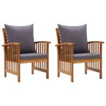 vidaXL Záhradné stoličky s vankúšmi 2 ks akáciový masív