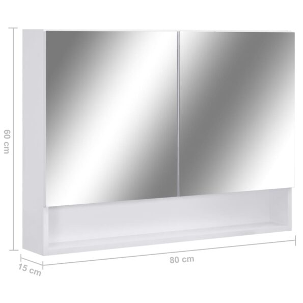 vidaXL LED kúpeľňová zrkadlová skrinka biela 80x15x60 cm MDF – Obrázok 9