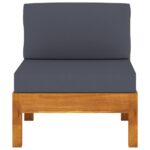 vidaXL Stredové pohovky 2 ks s tmavosivými vankúšmi akáciový masív – Obrázok 3