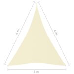 vidaXL Tieniaca plachta, oxford, trojuholníková 3x4x4 m, krémová – Obrázok 6