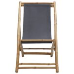 vidaXL Plátené lehátko s bambusovým rámom tmavosivé – Obrázok 2