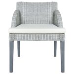 vidaXL Jedálenská stolička s podložkou sivá prírodný ratan – Obrázok 2