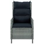 vidaXL Sklápacie záhradné kreslo s podložkami, polyratan, svetlosivé – Obrázok 2