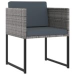 vidaXL 9-dielna záhradná jedálenská súprava s vankúšmi polyratan sivá – Obrázok 3