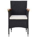 vidaXL 5-dielna záhradná jedálenská súprava čierna polyratan a akáciové drevo – Obrázok 7