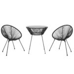 vidaXL 3-dielna vonkajšia jedálenská súprava PVC ratan čierna – Obrázok 3