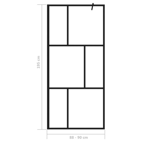 vidaXL Sprchová zástena s tvrdeným sklom čierna 90x195 cm – Obrázok 7