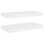 vidaXL Plávajúce nástenné police 2 ks dubové a biele 50x23x3,8 cm MDF – Obrázok 2