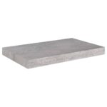 vidaXL Plávajúce nástenné police 2 ks betónové sivé 50x23x3,8 cm MDF – Obrázok 4