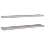 vidaXL Plávajúce nástenné police 2 ks betónovosivé 120x23,5x3,8 cm MDF – Obrázok 2
