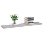 vidaXL Plávajúce nástenné police 2 ks betónovosivé 120x23,5x3,8 cm MDF – Obrázok 3
