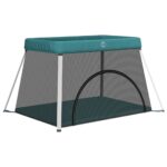 vidaXL Detská posteľ s matracom zelená ľanová látka – Obrázok 2