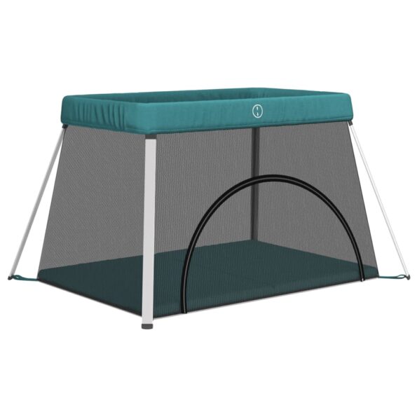 vidaXL Detská posteľ s matracom zelená ľanová látka – Obrázok 2