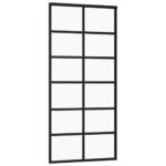 vidaXL Posuvné dvere ESG sklo a hliník 90x205 cm čierne – Obrázok 3