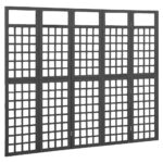 vidaXL 5-panelový paraván/mriežka masívna jedľa čierny 201,5x180 cm – Obrázok 2