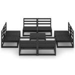vidaXL 9-dielna záhradná sedacia súprava čierna masívna borovica – Obrázok 3