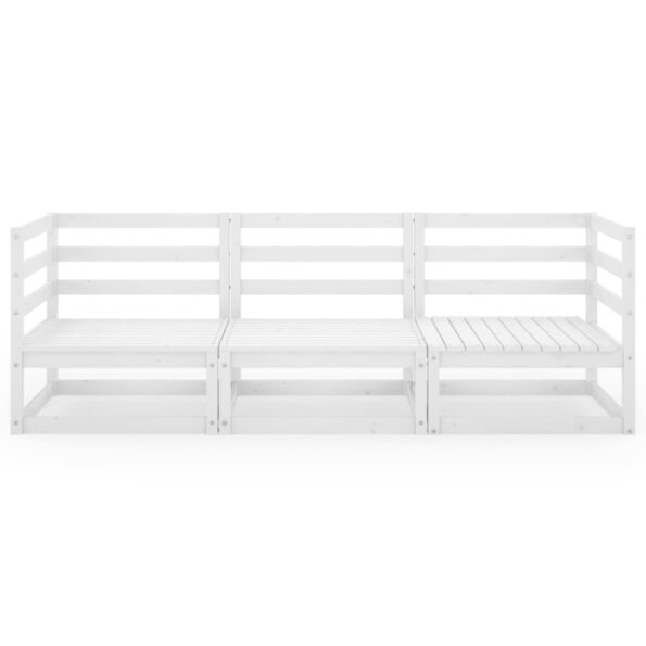 vidaXL Záhradná 3-miestna biela pohovka masívna borovica – Obrázok 3