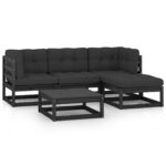 vidaXL 5-dielna záhradná súprava s podložkami, borovicový masív – Obrázok 2