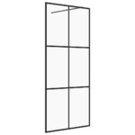 vidaXL Sprchová zástena z priehľadného ESG skla 90x195 cm čierna – Obrázok 2