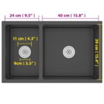 vidaXL Kuchynský drez čierny nehrdzavejúca oceľ – Obrázok 10
