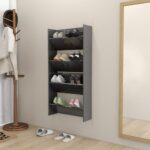vidaXL Nástenné skrinky na topánky 2 ks, lesklé sivé 60x18x60 cm – Obrázok 3