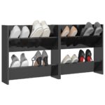 vidaXL Nástenné skrinky na topánky 2 ks, lesklé sivé 60x18x60 cm – Obrázok 4