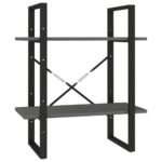 vidaXL Knižnica s 2 policami sivá 60x30x70 cm masívna borovica – Obrázok 2