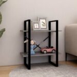 vidaXL Knižnica s 2 policami sivá 60x30x70 cm masívna borovica – Obrázok 3
