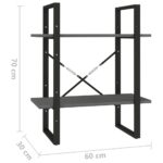 vidaXL Knižnica s 2 policami sivá 60x30x70 cm masívna borovica – Obrázok 8