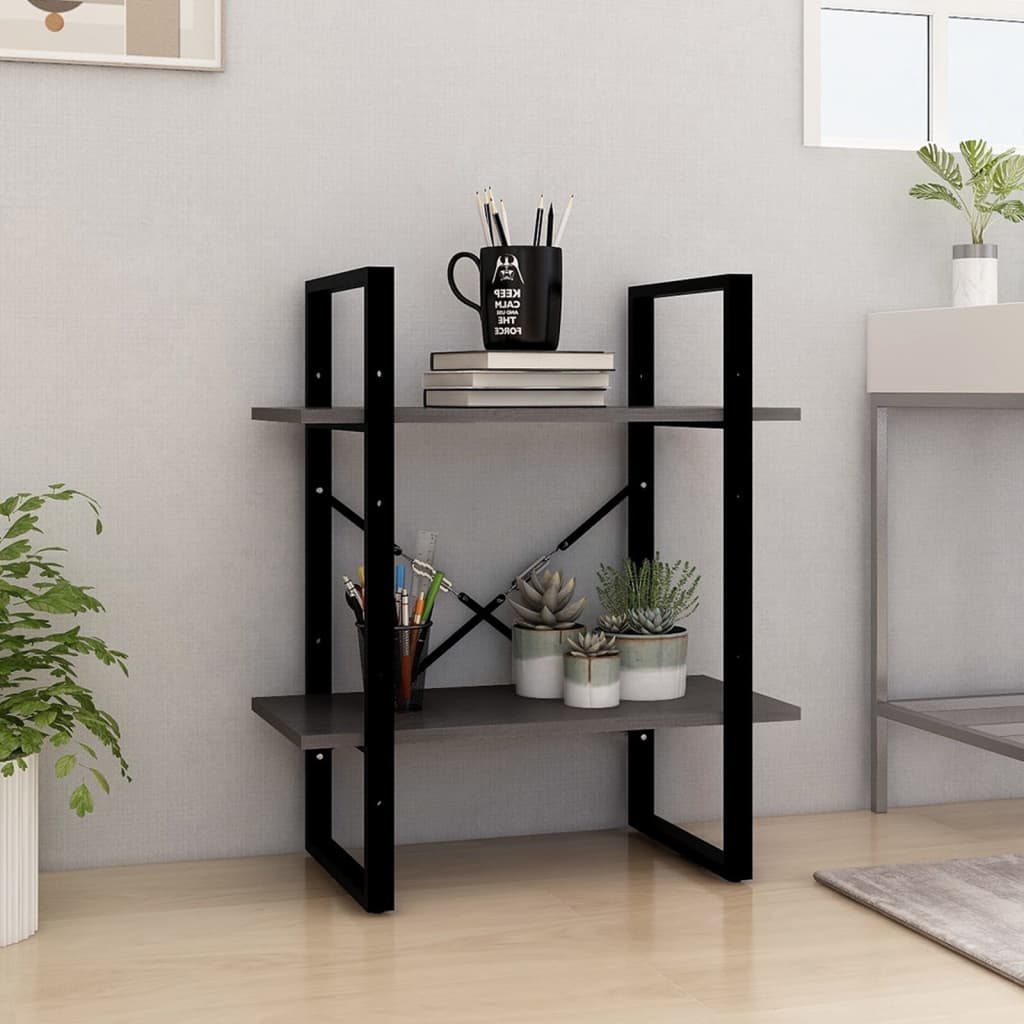 VXL8720286567241_m_en_hd_1.jpg vidaXL Knižnica s 2 policami sivá 60x30x70 cm masívna borovica – Obrázok 1