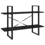vidaXL Knižnica s 2 policami čierna 100x30x70 cm masívna borovica – Obrázok 2