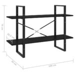 vidaXL Knižnica s 2 policami čierna 100x30x70 cm masívna borovica – Obrázok 8