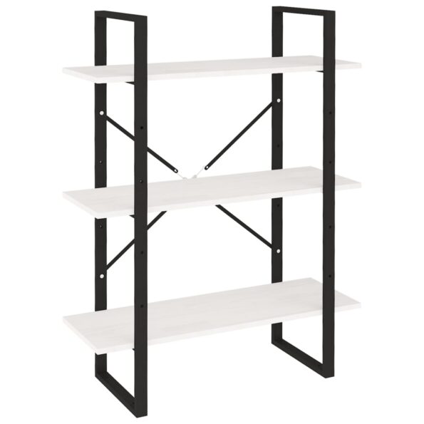 vidaXL Knižnica s 3 policami biela 80x30x105 cm masívna borovica – Obrázok 2