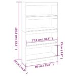 vidaXL Knižnica/deliaca stena sivá 80x30x135,5 cm masívna borovica – Obrázok 8