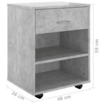 vidaXL Skrinka na kolieskach betónovo sivá 46x36x59cm kompozitné drevo – Obrázok 8
