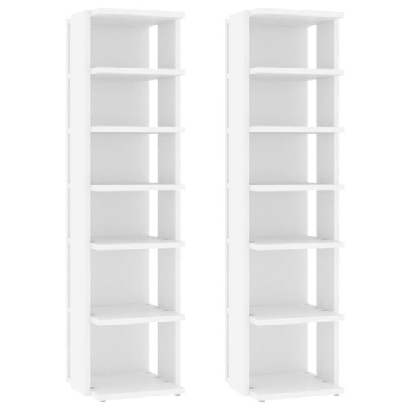 vidaXL Skrinky na topánky 2 ks biele 27,5x27x102 cm spracované drevo – Obrázok 2