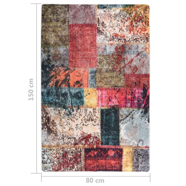 vidaXL Prateľný koberec patchwork 80x150 cm viacfarebný protišmykový – Obrázok 5