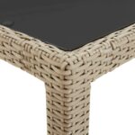 vidaXL Záhradný stôl béžový 250x100x75 cm tvrdené sklo a polyratan – Obrázok 5