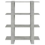 vidaXL Knižnica/deliaca stena betónová sivá 100x30x123,5 cm – Obrázok 5