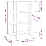 vidaXL Knižnica/deliaca stena betónová sivá 100x30x123,5 cm – Obrázok 7