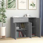 vidaXL Komoda sivý dub sonoma 88x30x70 cm spracované drevo – Obrázok 3