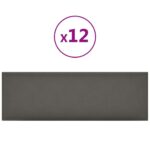 vidaXL Nástenné panely 12 ks sivé 90x30 cm umelá koža 3,24 m² – Obrázok 2