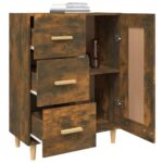 vidaXL Komoda dymový dub 69,5x34x90 cm spracované drevo – Obrázok 5