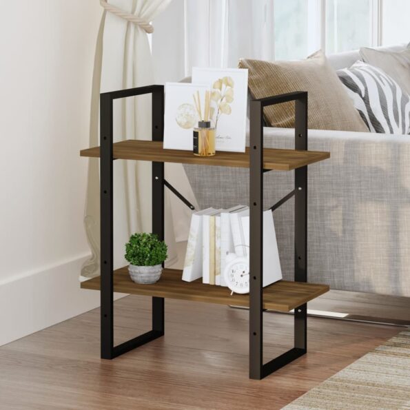 vidaXL 2-poschodová knižnica hnedý dub 60x30x70 cm spracované drevo – Obrázok 3