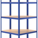 vidaXL 5-vrstvová rohová polica modrá oceľ a spracované drevo – Obrázok 7