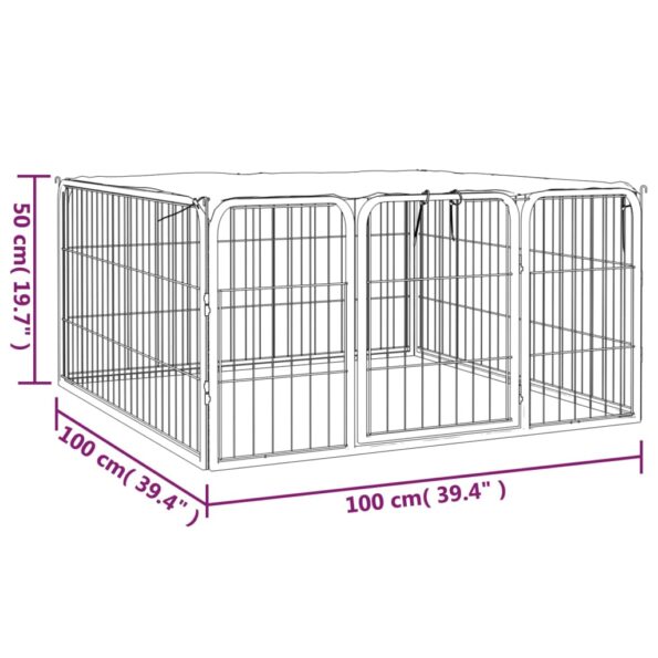 vidaXL Ohrádka pre psov 4 panely čierna 100x50 cm práškovaná oceľ – Obrázok 6