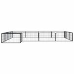 vidaXL Ohrádka pre psov 16 panelov čierna 100x50 cm práškovaná oceľ – Obrázok 3