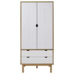 vidaXL Šatník OTTA, hnedo biely 76,5x53x172 cm, borovicový masív – Obrázok 3