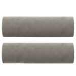 vidaXL Dekoratívne vankúše 2 ks bledosivé Ø15x50 cm zamat – Obrázok 2