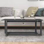 vidaXL Konferenčný stolík sivý 110x55x45 cm borovicový masív – Obrázok 5